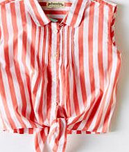 Johnnie  b Tie Front Shirt, White/Coral Reef Stripe 33921156