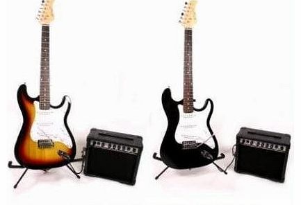 Johnny Brook FULL SIZE SUNBURST COMPLETE ELECTRIC GUITAR PACKAGE INCLUDES 15 WATT AMP 