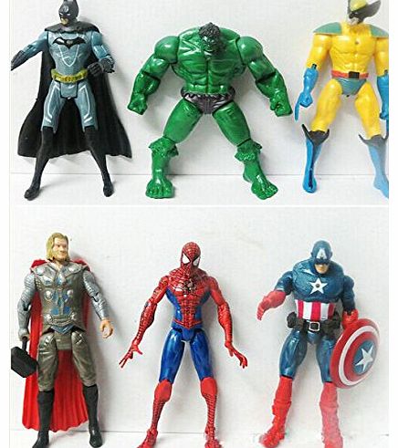 Jolly Girl Newest 6 pcs Avengers super hero Action Figures Hulk spiderman thor Batman Wolverine Captain America