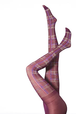Jonathan Aston Ladies 1 Pair Jonathan Aston Bright Tartan Tights In 2 Colours Purple