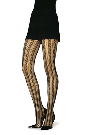 Ladies 1 Pair Jonathan Aston Net Stripe Tights Chocolate