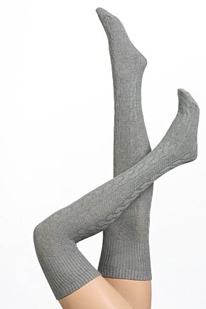 Jonathan Aston Ladies 1 Pair Jonathan Aston Nordic Cable Knit Over The Knee Socks In 1 Colour Zinc