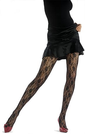 Ladies 1 Pair Jonathan Aston Sweet Roses Tights Black