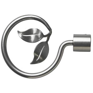 Jonelle Curtain Finial- Polished Steel- Leaf