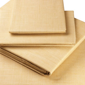 Jonelle Linen Look Cotton Fitted Sheet- Single- Sandstone