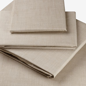 Linen Look Cotton Fitted Sheet- Single- Stone