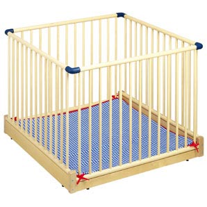 Wooden Playpen - Navy/White Gingham