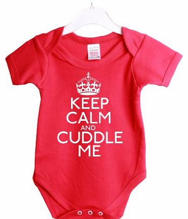 Keep calm and cuddle me funny babygrow baby shower gift suit 0/3 Months Red vest white print