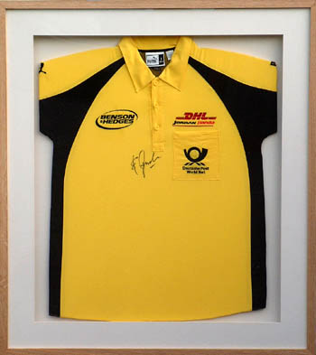 Jordan framed race issue shirt - Signed by Eddie Jordan