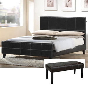 Erba 4FT 6` Double Leather Bedstead
