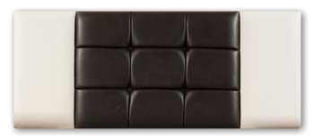 Mada White and Brown Faux Leather Button Headboard