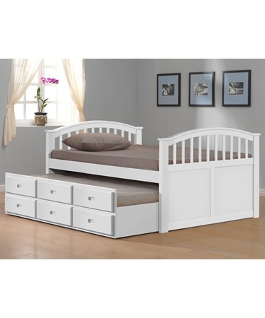 White Guest Bed with Drawers