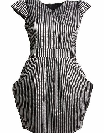 stripe pleat front dress