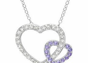 Double heart white topaz necklace