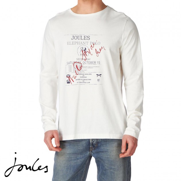 Mens Joules Calthorpe Long Sleeve T-Shirt - Creme