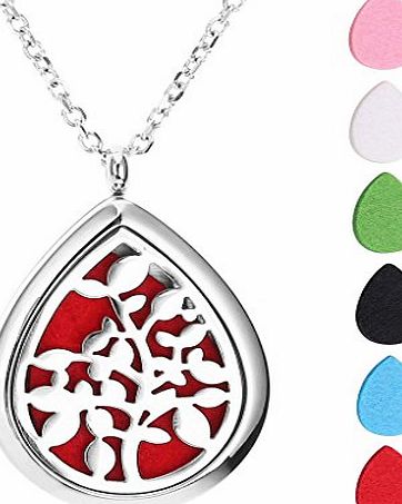 Jovivi  Aromatherapy Essential Oil Diffuser Necklace, Stainless Steel Locket Pendant with 24`` Beads Chain and 6 Color Felt Pads