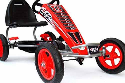 JOY 4KiDS Kids pedal go kart, ride-on car, pedal go cart, rubber air inflatable tyres 5-12 yrs