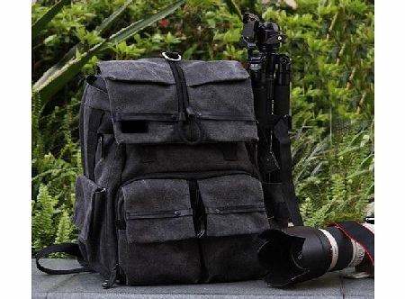 JoyLands Professional Padded Photographers Camera Bag Back , Backpack, Rucksack, Carry Case. Soft Shoulder Straps, made of Canvas, Dark Grey