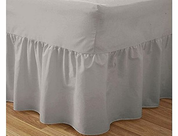 Love2Sleep 50:50 POLY COTTON : COTTON RICH QUALITY GREY VALANCE SHEET - DOUBLE BED SIZE