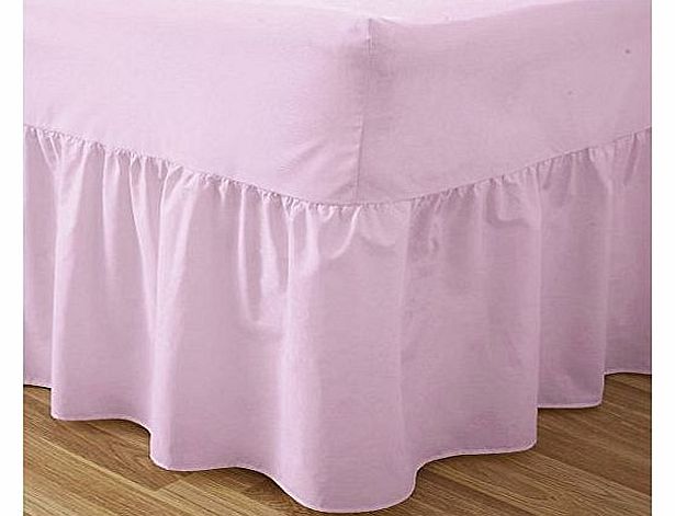 Love2Sleep 50:50 POLY COTTON : COTTON RICH QUALITY PINK VALANCE SHEET - DOUBLE BED SIZE
