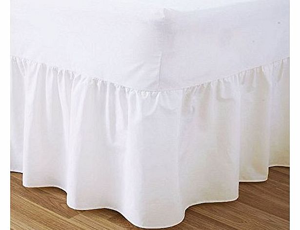 Love2Sleep 50:50 POLY COTTON : COTTON RICH QUALITY WHITE VALANCE SHEET - DOUBLE BED SIZE