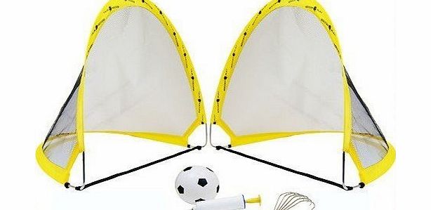 JRBros 2 x Instant Pop Up Portable Football Soccer Goals Nets in Carry Bag amp; Pegs Kids Childrens Junior Fun Small Indoor Outdoor Training Practice Set 80cm x 60cm x 60cm