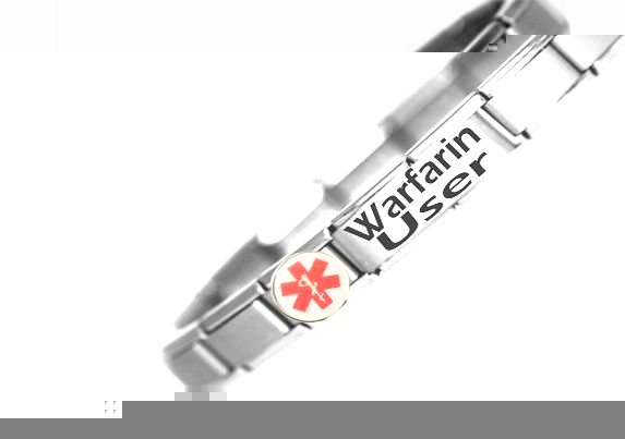 Warfarin User Medical ID Alert Bracelet - Stainless Steel - One size fits all - Totally Adjustable - JSC Jewellery THE Medical ID Charm Bracelet Specialists.