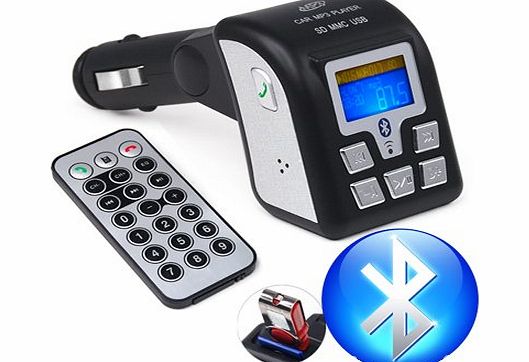 MP3 Player FM Transmitter with Bluetooth, Remote control,Audio Input Supports iPod and iPhone and ANY mobile phone, USB Slot for Flash drive, Memory SD MMC cards