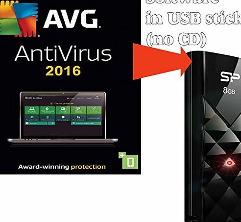 JSP Bundle AVG Antivirus 2014 for 4 Users / Computers  JSP 8GB USB Stick Flash Drive (PC Security Anti-virus Software 1 Years Downloadable Licence 