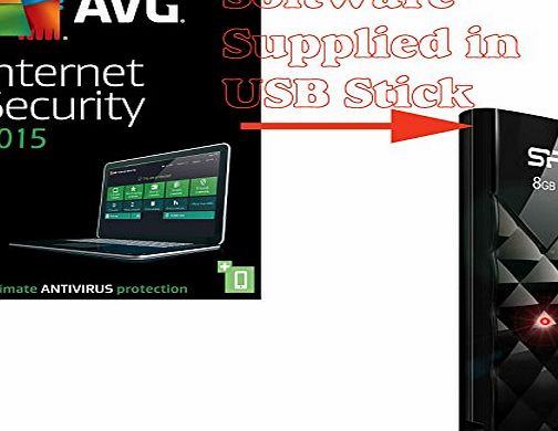 JSP Bundle AVG Internet Security 2015 for 2 Users / Computers 1 Year Licence ( Antivirus Software, supplied in 8GB USB Memory Stick Flash Drive / Pen Drive)