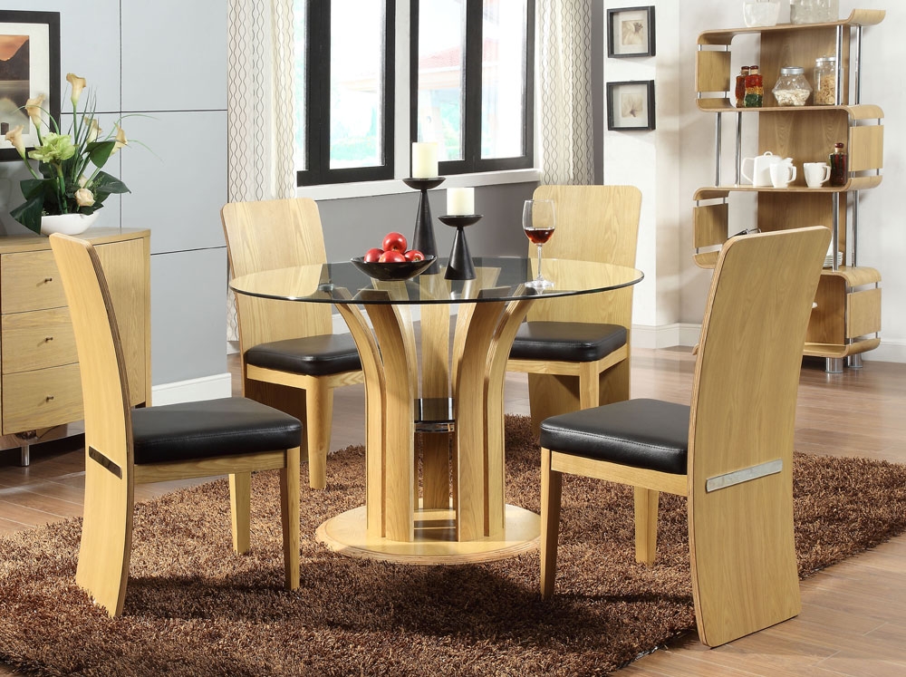 Curve Oak Dining Table JF601 and 4 Jual