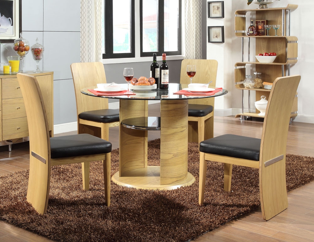 JUAL Curve Oak Dining Table JF603 and 4 Jual