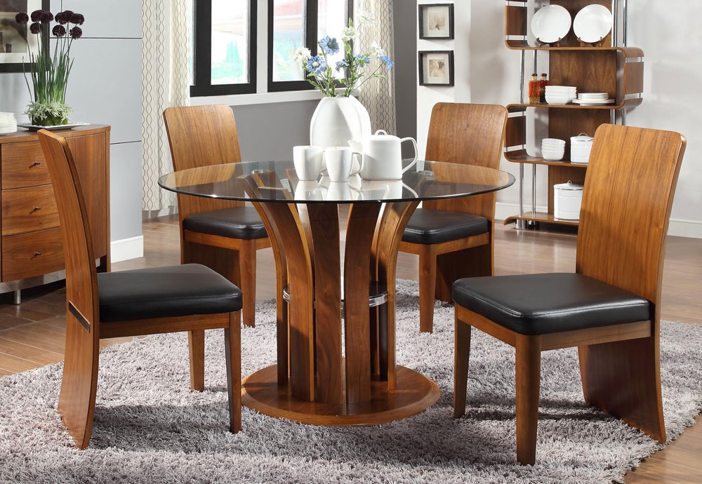 Curve Walnut Dining Table JF601 and 4 Jual