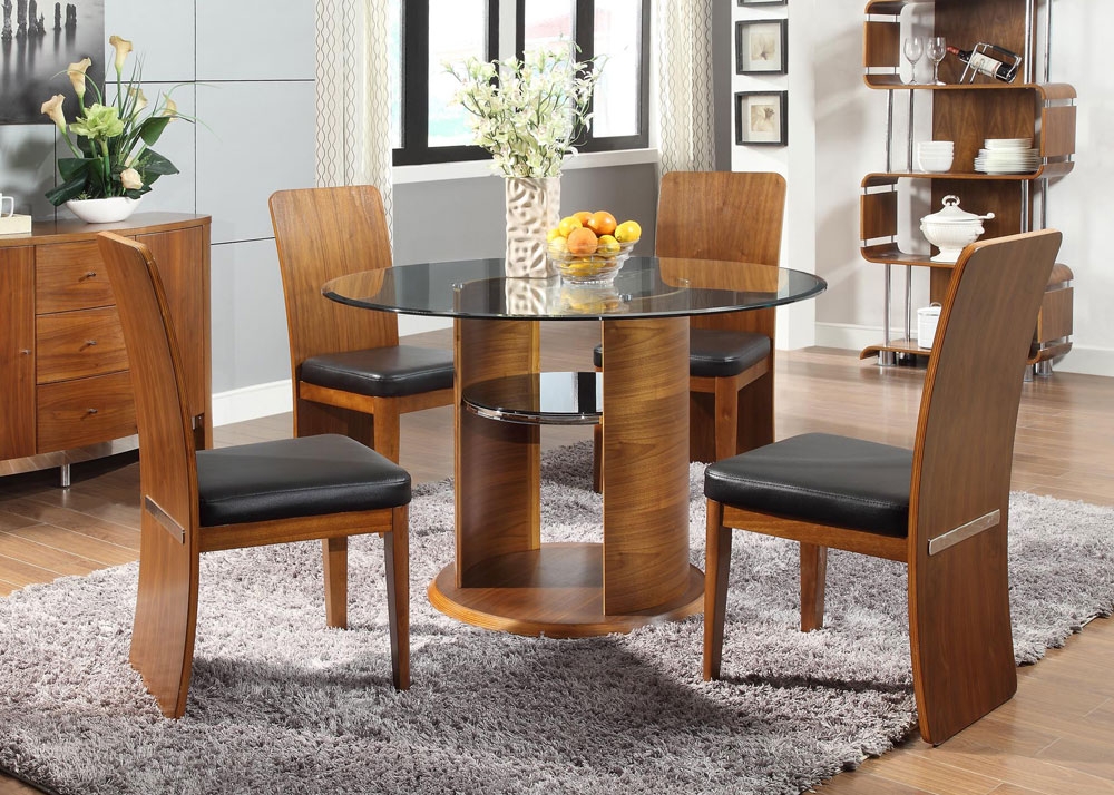 Curve Walnut Dining Table JF603 and 4 Jual