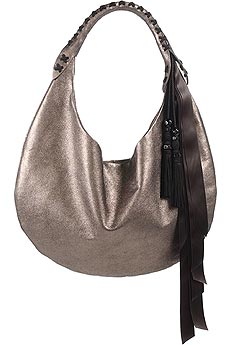 Metallic leather shoulder bag