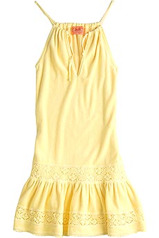 Terrycloth dress with crochet panels