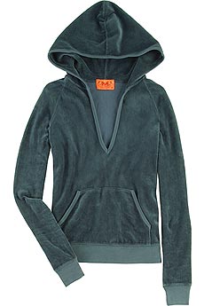 V-neck velour hoodie