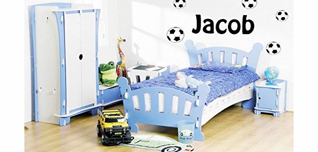 Boys Bedroom Football Wall Sticker Personalised Wall Art. Black