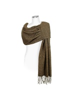 Julia Coccoand#39; Brown Striped Knit Wool Shawl