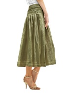 Julia Coccoand#39; Green Scalloped Edge Peasant Linen Skirt