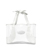 Invisibile - PVC and White Leather Large Tote Bag