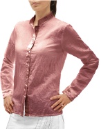 Julia Coccoand#39; Mauve Button-front Long-sleeve Linen Blouse