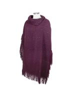 Julia Coccoand#39; Plum Collared Fringed Poncho