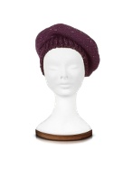 Plum Wool Knit Beret Hat