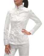 Julia Coccoand#39; White Lightweight Button Front Jacket