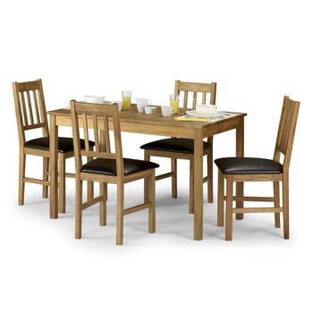 Julian Bowen Cara Solid Oak Rectangular 4 Seater Dining Set