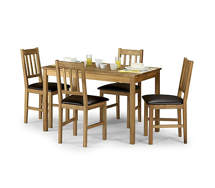 Julian Bowen Coxmoor Solid Oak Rectangular 4 Seater Dining Set