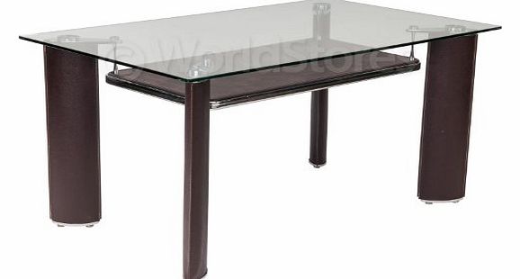Julian Bowen Glass Dining Room Table Brown and Clear Glass (TABLE ONLY)