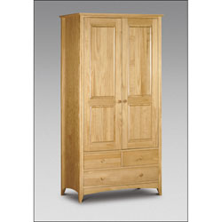 Julian Bowen Kendal 2 Door 3 Drawer Wardrobe - Solid Pine