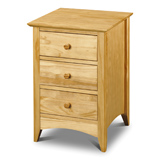 Julian Bowen Kendal Bedside Cabinet with 3 Drawers in Solid Pine with Lacquered finish